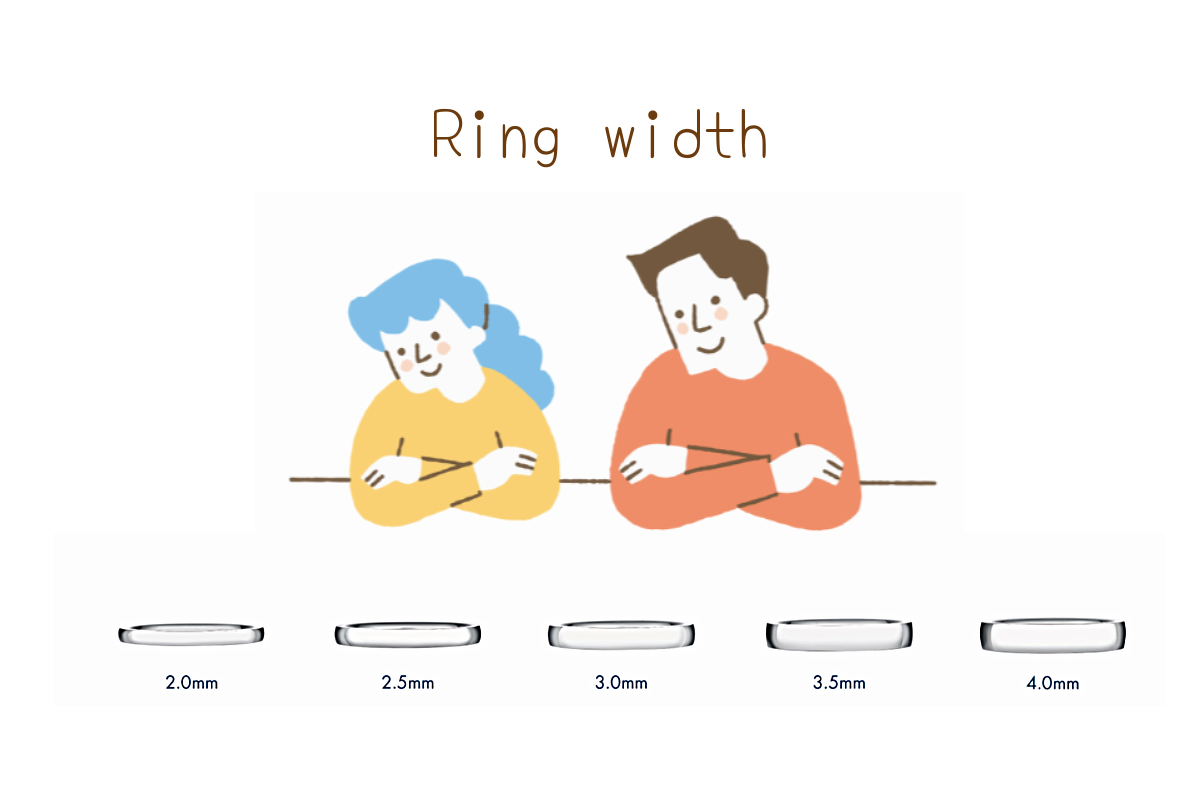 指輪の幅を選ぶカップル