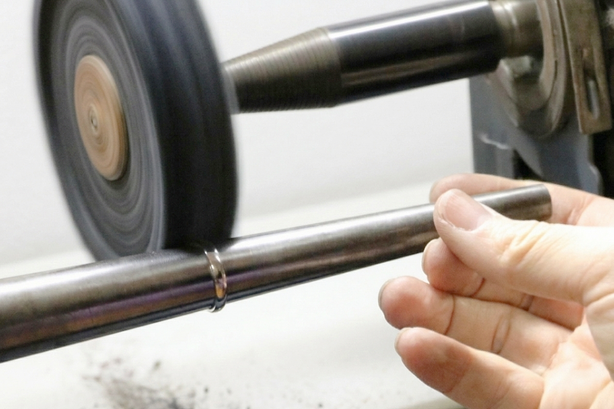 結婚指輪を磨いている様子