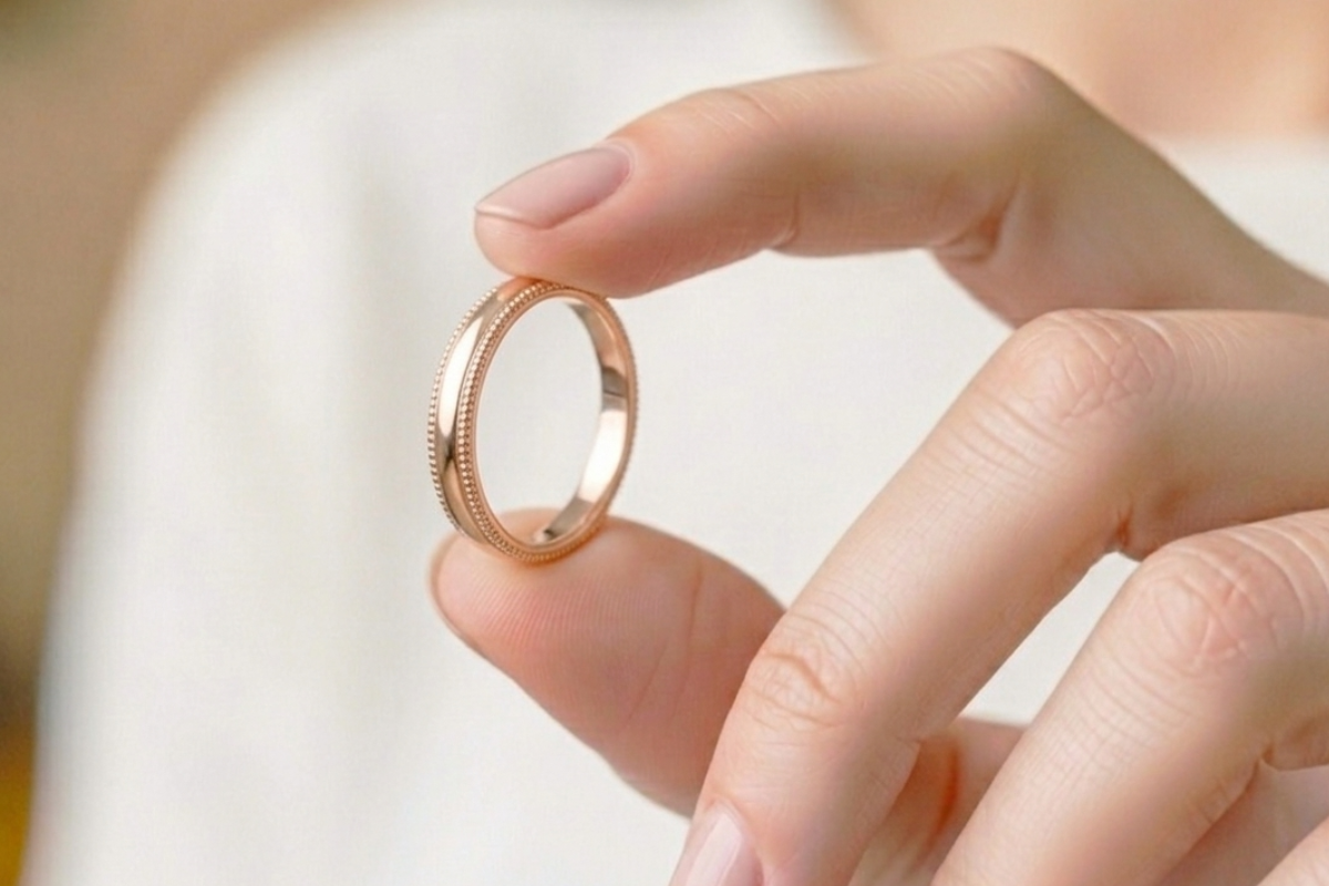 ミル打ちの結婚指輪