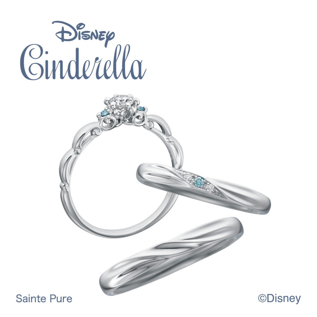 ディズニーシンデレラの婚約指輪と結婚指輪のセットリング