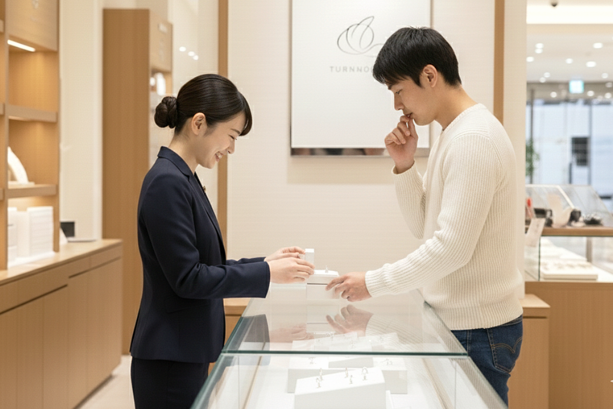 婚約指輪を選ぶ男性