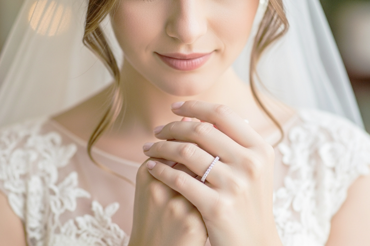 プラチナリングを着けた花嫁