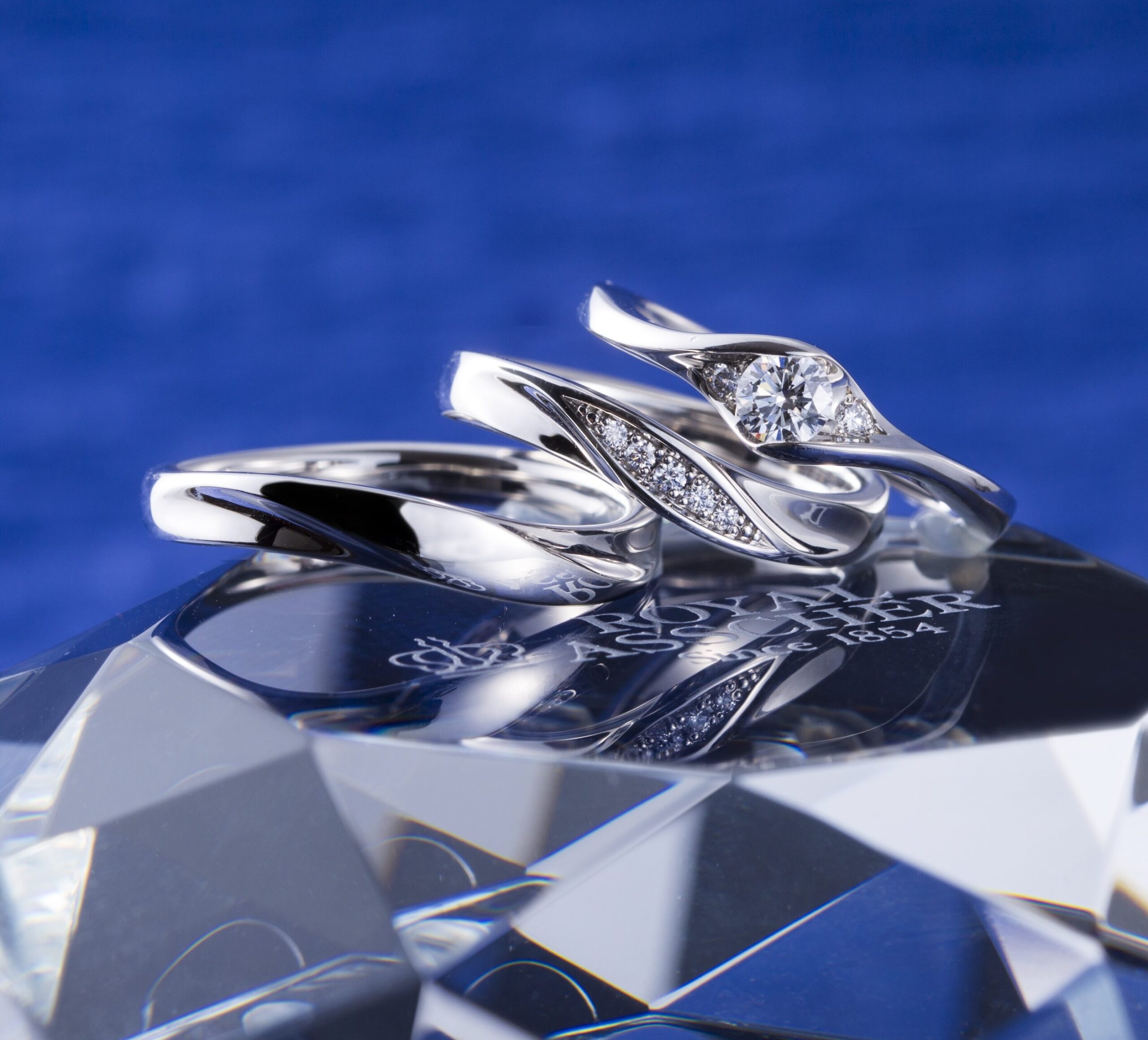  ASSCHER リング 2個セット ケース付き ロイヤルアッシャー セットリング2 | ロイヤルアッシャー