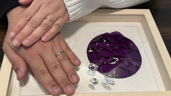 ニワカの結婚指輪をつけているカップル