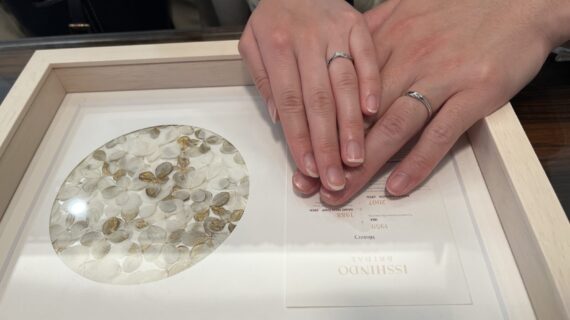 ニワカの結婚指輪を着けたカップル
