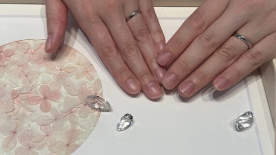 ニワカの結婚指輪をつけているカップル
