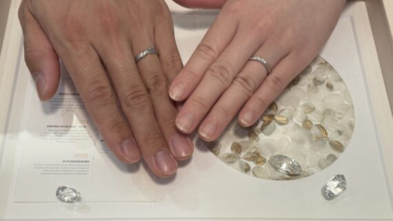 ニワカの結婚指輪をつけているカップル