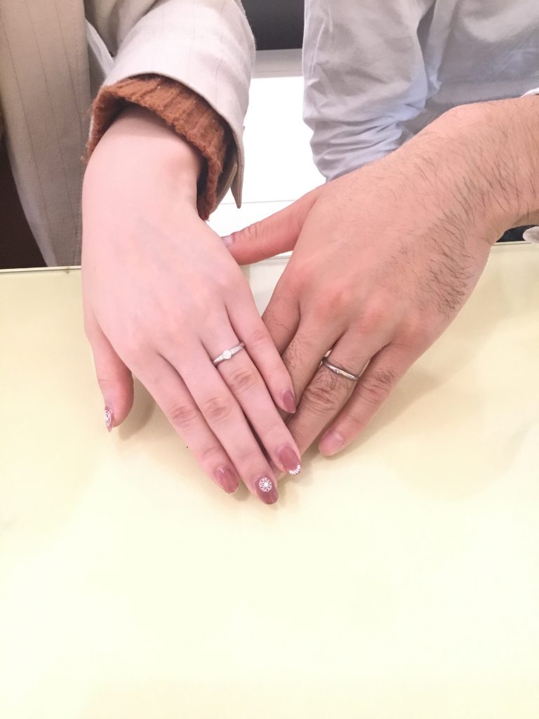 カフェリングとロイヤルアッシャーのご結婚指輪をお作り頂きました!