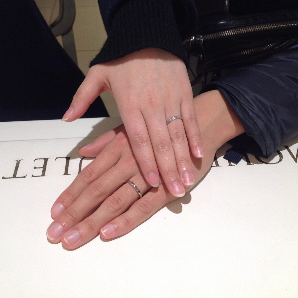 ロイヤルアッシャーダイヤモンドのご結婚指輪をお作り頂きました!