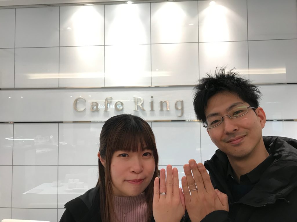 【長野市】カフェリングの婚約指輪、結婚指輪をお作り頂きました。